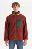 Regular Fit Normal Kesim Dik Yaka Cepli Tam Fermuarlı Sweatshirt Polar