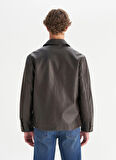 Wrangler Koyu Kahve Erkek Deri Ceket W252043924 Kahverengi Deri Ceket