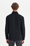 Pamuklu Relaxed Fit Dik Yaka Fermuarlı Selanik Örgü Sweatshirt
