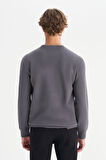 Pamuklu Regular Fit Normal Kesim Bisiklet Yaka Selanik Örgü Sweatshirt