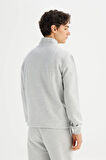 Lee Regular Fit Normal Kesim Kapüşonlu Fermuar Detaylı Gri Melanj Sweatshirt