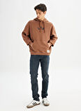 Lee Kapüşon Yaka Koyu Kahve Erkek Sweatshırt L2520157024 Kahverengi Sweatshirt