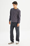 %100 Pamuk Regular Fit Normal Kesim Bisiklet Yaka Logo Detaylı Sweatshirt