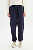 Loose Fit Geniş Kesim Lacivert Pamuklu Esnek Sweatpant