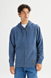 Regular Fit Normal Kesim Cepli İçi Polarlı Kapüşonlu Fermuarlı Sweatshirt