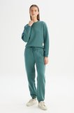 Regular Fit Normal kesim Ribanalı Paça Yeşil Jogger Sweatpant