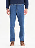 Wrangler Normal Bel Straight Mavi Erkek Denim Pantolon MW121HR36B Orta Mavi Denim Pantolon