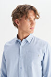 %100 Pamuk Regular Fit Normal Kesim Mavi Gömlek