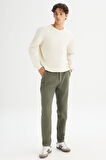 Regular Fit Normal Kesim Normal Bel Pamuklu Esnek Haki Chino Pantolon