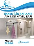 Banyo İçin Katlanabilir Askılı Havlu Rafı - 45x22 cm - Gri