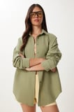 Oversize Basic Müslin Gömlek ÇAĞLA YEŞİLİ LMX0002
