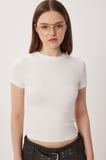 Bisiklet Yaka Basic Örme T-shirt KEMİK LDZ0067
