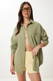 Oversize Basic Müslin Gömlek ÇAĞLA YEŞİLİ LMX0002