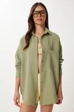 Oversize Basic Müslin Gömlek ÇAĞLA YEŞİLİ LMX0002