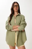 Oversize Basic Müslin Gömlek ÇAĞLA YEŞİLİ LMX0002