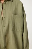 Oversize Basic Müslin Gömlek ÇAĞLA YEŞİLİ LMX0002
