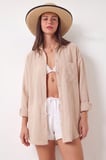 Oversize Basic Müslin Gömlek TAŞ LMX0002