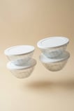 4'lü Set Çizgi Desenli Kapaklı Cam Saklama Kabı 415 ML