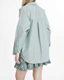 Kadın Oversize Uzun Basic Gömlek - ÇAĞLA YEŞİLİ