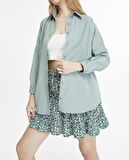 Kadın Oversize Uzun Basic Gömlek - ÇAĞLA YEŞİLİ