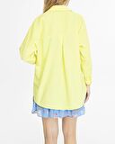 Kadın Oversize Uzun Basic Gömlek - SARI