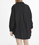 Kadın Oversize Uzun Basic Gömlek - SİYAH
