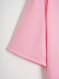 Kadın Oversize Bisiklet Yaka Düz Crop T-shirt - PEMBE