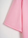 Kadın Oversize Bisiklet Yaka Düz Crop T-shirt - PEMBE