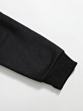 Kadın Basic Crop İçi Polarlı Oversize Sweatshirt - SİYAH