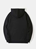 Unisex Basic Düz Renk Kapüşonlu İçi Yumuşak Polarlı Oversize Sweatshirt - SİYAH