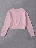 Kadın Basic Crop İçi Polarlı Oversize Sweatshirt - PEMBE