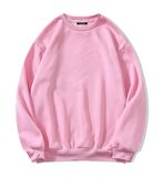 Unisex Oversize Bisiklet Yaka Basic Düz Sweatshirt - PEMBE