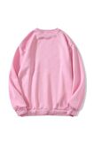 Unisex Oversize Bisiklet Yaka Basic Düz Sweatshirt - PEMBE