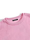 Unisex Oversize Bisiklet Yaka Basic Düz Sweatshirt - PEMBE