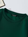 Unisex Oversize Bisiklet Yaka Basic Düz Sweatshirt - KOYU YEŞİL