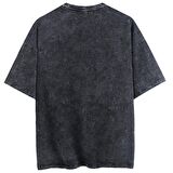 Unisex Yıkamalı Düz Bisiklet Yaka Oversize Tshirt - ANTRASİT