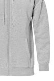 Unisex Fermuarlı Kapüşonlu Oversize Sweatshirt - GRİ
