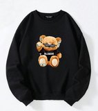 Unisex Oversize Bisiklet Yaka Basic Billionaire Baskılı Sweatshirt - SİYAH