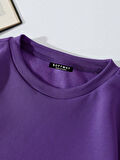 Unisex Oversize Bisiklet Yaka Basic Freedom Baskılı Sweatshirt - MOR