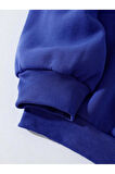 Unisex Oversize Bisiklet Yaka Basic Hystarigal Baskılı Sweatshirt - SAKS MAVİSİ