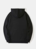 Unisex Billionarie Baskılı Kapüşonlu İçi Yumuşak Polarlı Oversize Sweatshirt - SİYAH