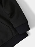 Unisex Billionarie Baskılı Kapüşonlu İçi Yumuşak Polarlı Oversize Sweatshirt - SİYAH