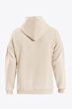 Unisex Billionarie Baskılı Kapüşonlu İçi Yumuşak Polarlı Oversize Sweatshirt - BEJ