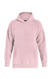 Unisex Butterfly Baskılı Kapüşonlu İçi Yumuşak Polarlı Oversize Sweatshirt - PEMBE