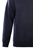 Unisex Ocen Heart Baskılı Kapüşonlu İçi Yumuşak Polarlı Oversize Sweatshirt - LACİVERT