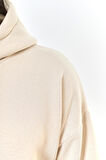 Unisex Freedom Baskılı Kapüşonlu İçi Yumuşak Polarlı Oversize Sweatshirt - BEJ