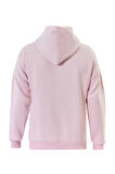 Unisex Powder Pink Baskılı Kapüşonlu İçi Yumuşak Polarlı Oversize Sweatshirt - PEMBE