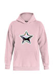 Unisex Shining Metallic Star Baskılı Kapüşonlu İçi Yumuşak Polarlı Oversize Sweatshirt - PEMBE