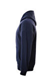 Unisex Shining Metallic Star Baskılı Kapüşonlu İçi Yumuşak Polarlı Oversize Sweatshirt - LACİVERT