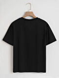 Unisex Oversize Bisiklet Yaka Billionaire Baskılı Basic T-Shirt - SİYAH